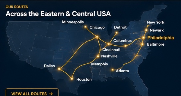 USA route map showing Timurid Transport lanes